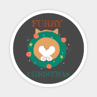 Furry Christmas (Merry Christmas) Corgi Butt Dog Wreath Magnet